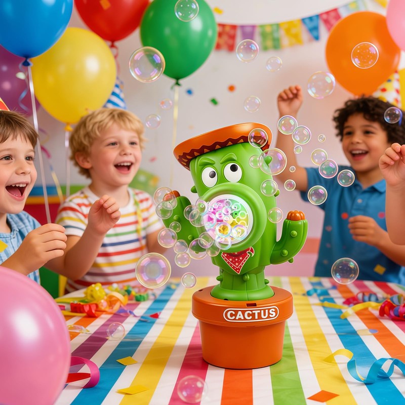 Cactus Bubble Machine for Children, Automatic Cactus Toy Bubble Maker