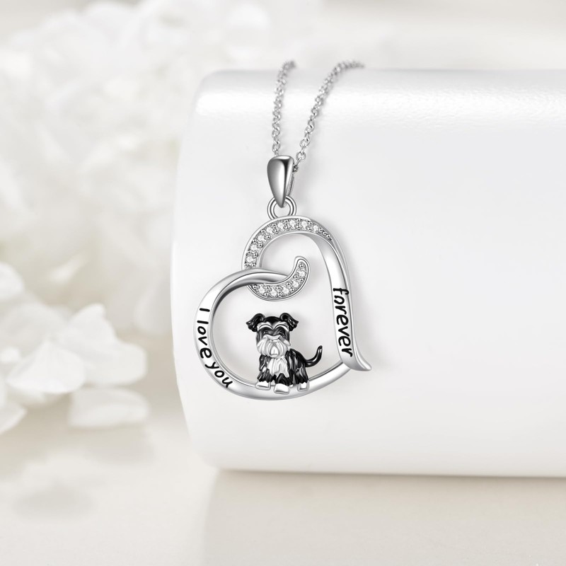 ONEFINITY Schnauzer Gifts Sterling Silver Schnauzer Pendant Necklace Schnauzer Dog