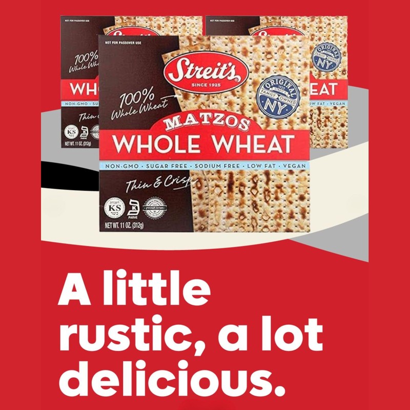 Streit's Whole Wheat Matzo - Thin & Crispy, Non-GMO, Sodium