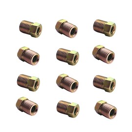 DEWHEL 12PCS 3/8-24 Inverted Flare Gold Zinc Tube Nut Fitting 3/16 Steel Brake Line Tubing
