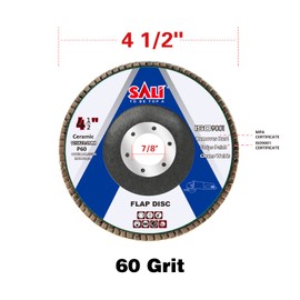 Sali 10 Pack Ceramic Flap Disc 60 Grit 4.5" x 7/8 Inch Sanding Disc Bevel Type #29 Premium and Industrial Grade Angle Grinder Grinding Wheel High Performance Edge Grinding