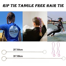 2 PCS Riptie Hair Tie, Rip Tie Tangle Free Hair Tie, Thick Hair Spiral Elastic Suitable for Long Hair Women Swimming Diving Cycling, Rip Tie Hair Ties Ponytail Holders for Water Sports