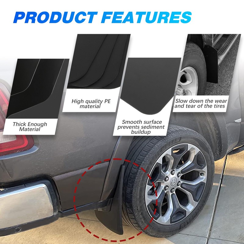 KEEPDSGN 4PCS Black Car Mud Flaps Front and Rear Side