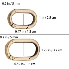 Carabiner Metal Spring Key Ring, 10 PCS Spring Keyring Buckle, Oval Ring for Bags (Brushed Brass, 1")