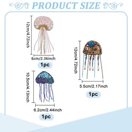 INFUNLY Jellyfish Patch with Beads Rhinestone Sequins Jellyfish Patches for Clothes Sea Creatures Patch with Tassel for Sewing On Handmade Sew On Appliques for Bags Hats