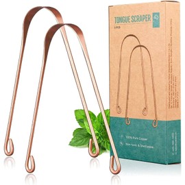 Y-Kelin Copper Tongue Scraper Cleaner for Adult, 100% Pure Copper by Y-Kelin, Reduce Bad Breath & Easy to Use, Metal Gratte Langue