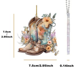 Cute Car Decor Hanging Rear View Mirror Accessories for Women Cowboy Cowgirl Boots Ornament Interior Rearview Pendant Decor for Girl Christmas Decoration