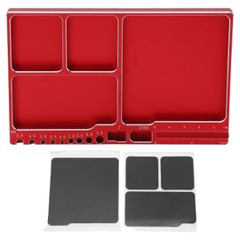 Magnetic Screw Tray Aluminium Alloy Magnetic Adsorption Widely Used Magnetic Parts Tray with Magnetic Pad for RC Repair Red