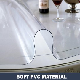 LovePads 1.5mm Thick Frosted Round Table Cover Protector 42 Inch Round Table Protector for Dining Room Table, Round Plastic Table Cover, Plastic Cover for Round Table, PVC Round Table Pads