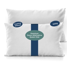 BLUSPEAR Hotel Bed Pillows Queen Size Set of 2 | Virgin Polyester - Down Alternative Pillow - Hotel Quality Cooling - Soft Queen Pillows Set of 2 for Sleeping (19 x 29).