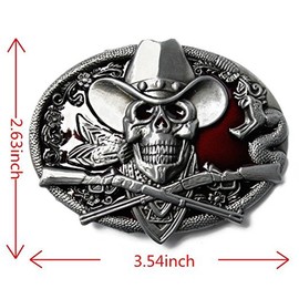 LKMY Vintage Style American Cowboy Fashion Western Belt Buckles For Men, Skull