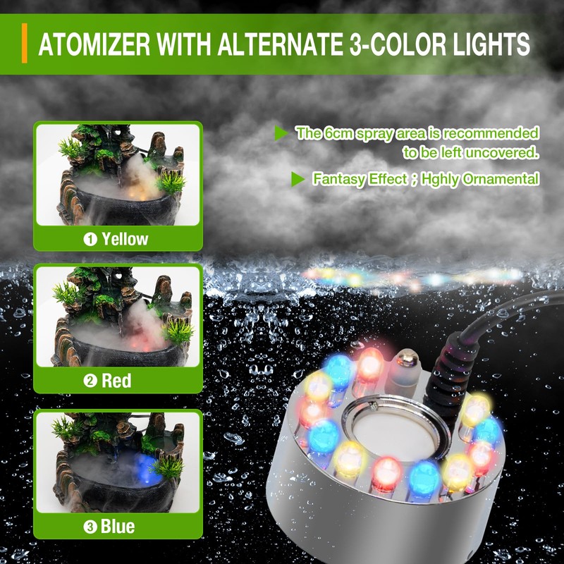 Desk Water Fountain Atomizing Rockery Water Fountain Desktop with LED