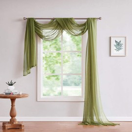 Warm Home Designs Standard Length Sage Green Sheer Window Scarf. Valance Scarves are 54 X 144 Inches. Great As Wedding Arch Draping Fabric, Bed Canopy Or for Decorative Project. AM Sage 144"