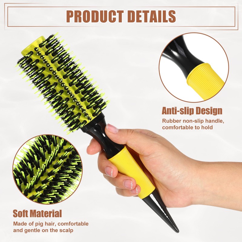 VOCOSTE Round Hair Brush, Hair Brushes for Women, Yellow, 10.04"x2.36"