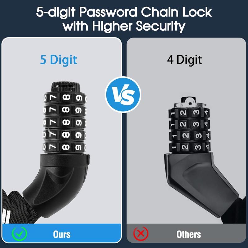 Bicycle Lock Combination Lock Bicycle Lock - High Security Chain