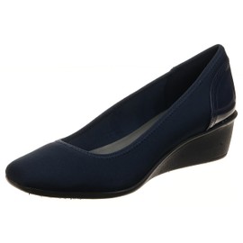 Anne Klein Sport Wisher - Wedge for Women - Patent Heel Overlay - Rubber Traction Outsole - Fabric Upper Navy 8.5 M