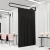 jvsufuik U-Shape Room Divide with Metal Support Rod, 6.56ft,Black