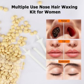 Kit de depilación de nariz y oreja, juego de depilación para hombres y mujeres con cuentas de cera de 1.76 onzas, 20 aplicadores (10 veces), 10 vasos 
