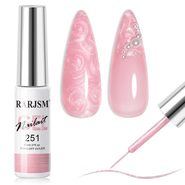 RARJSM RARJSM Pearl Pink Nail Art Gel Liner Pearlescent Shell