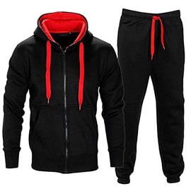 Unisex Kids Girls Boys Tracksuit Contrast Set Long Sleeve Fleece Zipper Hoodie Top Bottoms Jogging Joggers Gym School Size 7-13 Year