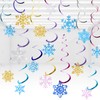72pcs Christmas Snowflake Hanging Swirl Decorations, Multicolour Shiny Snowflake Hanging