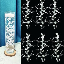 12pcs Pearl String for Floating Candles Centerpiece, White Faux Pearl Beads Vase Filler for Home Wedding Table Christmas Decor Centerpiece (White)