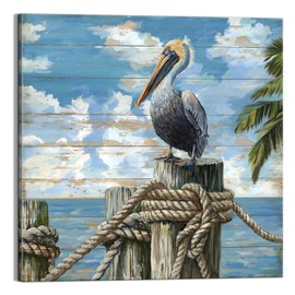 Bathroom Decor Beach Wall Art Ocean Theme Blue Picture Canvas Print Modern Coastal Artwork Framed Hanging Dining Office Living Room