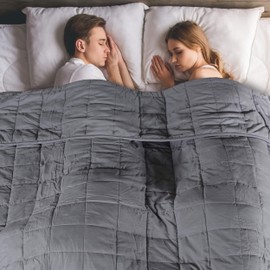 Weighted Blanket (Queen Size 60''x80'' 20lbs), 100% Cozy Cotton Heavy Comforter Blanket with Premium Glass Beads for Individual Between 190-240lbs Adult, for Good Rest and Deep Sleep, Use on