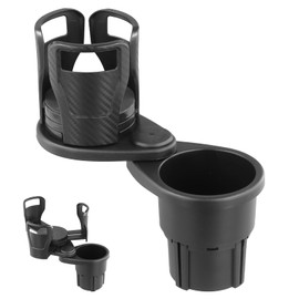 Car Drink Holder, Cup Holder Car with Adjustable Base, 2-in-1 Multifunctional Car Bottle Holder, 360° Rotatable Drinks Holder for Car