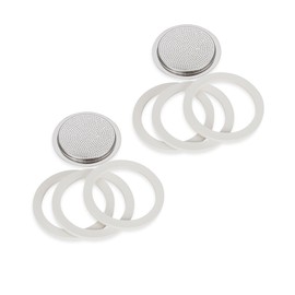 Bialetti (2-Packs) of #06961, total of SIX replacement gaskets and TWO Bialetti replacement filter plates (For 6-CUP Bialetti Moka Express, Dama, Break, Moka Easy & Dama Easy) (6-CUP)