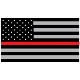 AMERICAN FLAG (3.5" X 6") AUTOMOTIVE BLACK GREY W/ RED LINE STICKER