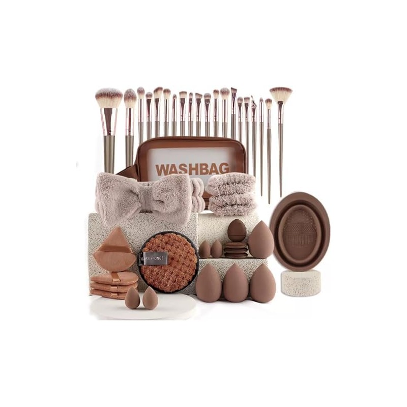 42 Piezas Set de Brochas de Maquillaje Profesional Completo, Juego