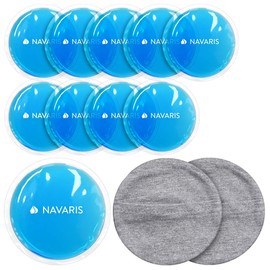 Navaris Round Gel Ice Pack Set - Set of 10 Small Reusable Gel Ice Packs for Hot/Cold Use