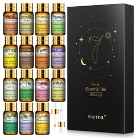 PHATOIL Essential Oil Set, 0.2 fl oz (5 ml) x 15 Bottles, Essential Oils Set, 100% Pure Aromatherapy, Gift