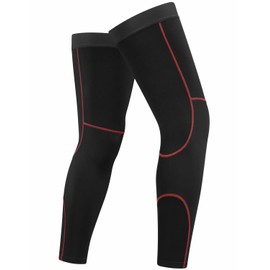 qualidyne Cycling Leg Warmers Fleece Lined Thermal Long Leg Sleeves Cycling Bicycle MTB Riding Leg Warmers