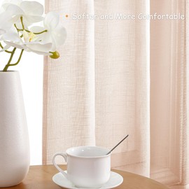 CUCRAF Voile Curtains Peachpink 84 Inch Drop 2 Panels with Eyelet Linen Net Curtains for Windows Sheer Curtains for Bedroom Kitchen Dormitory Home Decoration