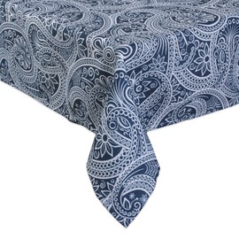 DII Blue Paisley Print Outdoor Tablecloth with Zipper 60x84