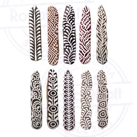Mehndi Print Blocks Stylish Border Pattern Wooden Stamps (Set of 10)