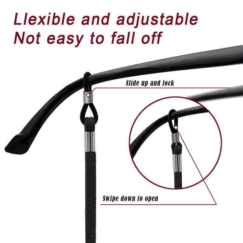 VOOGLASS Glasses Strap(6 PCS) Sports Eyeglass Strap,Adjustable Sunglasses Lanyard Neck