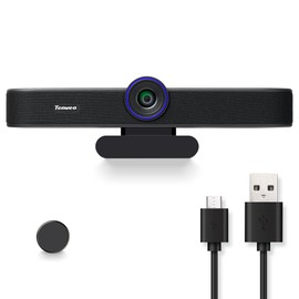 Tenveo Web Conference Camera | 60 fps Microphone, Built-in Speaker, HD1080P, PC, USB, Wide Angle 116° Facecam Noise Reduction and Echo Cancellation, Automatic Light Compensation, Privacy Shutter