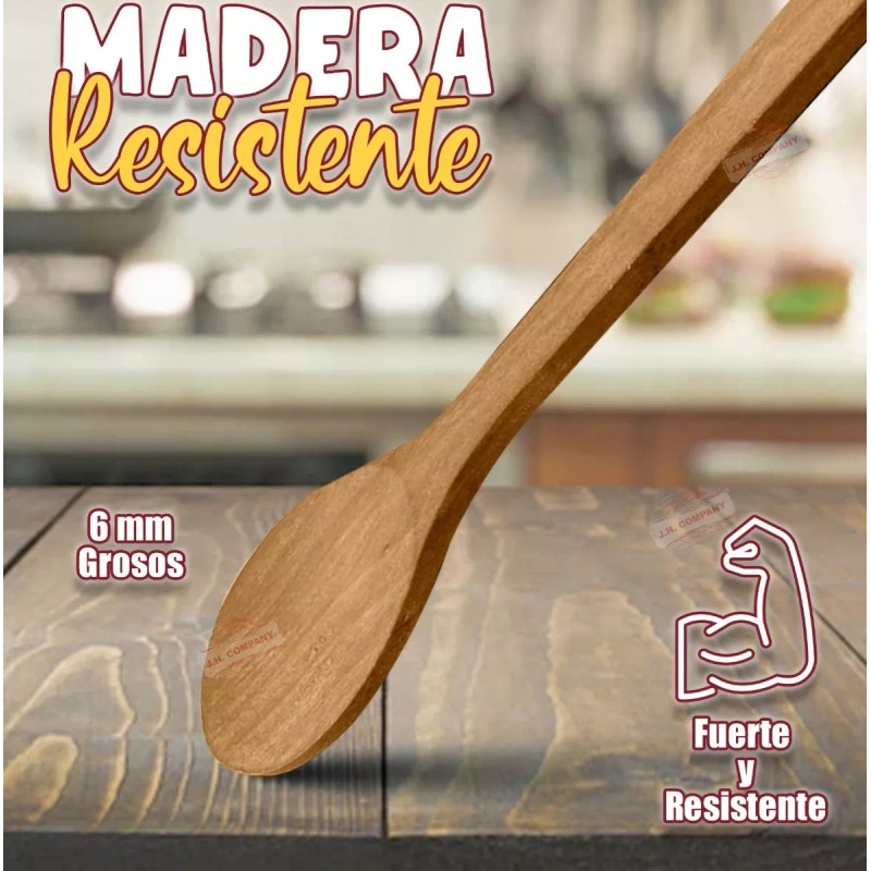 J.H. Company Set 6 Pcs Cuchara Madera Utensilio Cocina Mango