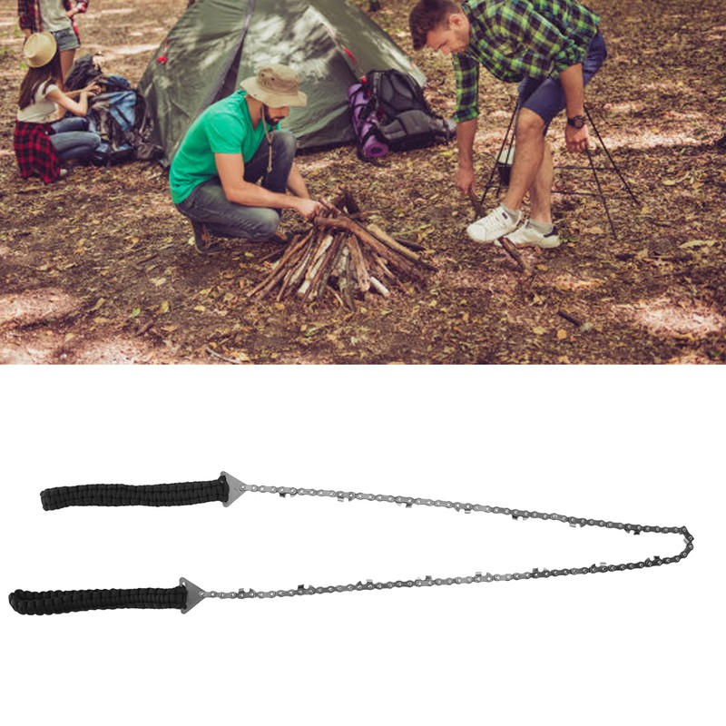 Camping Chainsaw 36in Black Manganese Steel 49 Knots Folding Chain