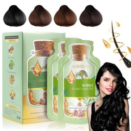 Natural Plant Hair Dye, New Botanical Bubble Hair Dye 30ml 10Packs/Box, Pure Plant Extract for Grey Hair Color Bubble Dye, Color Conditioner Shampoo - Color: Black tea