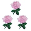 KLORIZ 3-Pack Pink Rose Embroidered Iron On Patch Flower Clothing