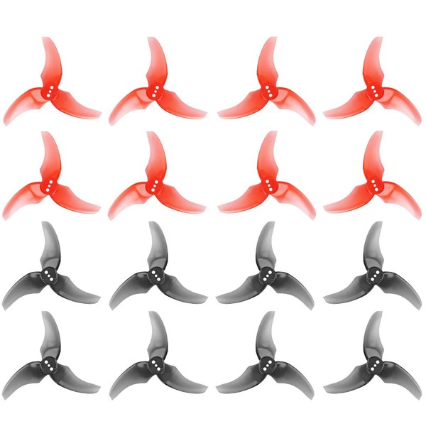16pcs Emax Avan Rush 2.5 Inch 3 Blade Propeller Tri-Blade Props for Tinyhawk Freestyle Babyhawk R RC Drone FPV Racing MultiRotor Replacement (Transparent Gray + Transparent Red)