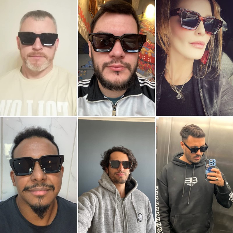 YAMEIZE Vintage Rectangular Sunglasses for Men Women Retro Square Sunglasses