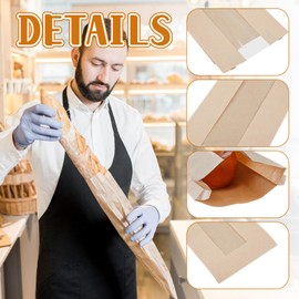 Layhit 300 Pcs Paper Bread Bags for Homemade Bread with Window Baguette Bag Fresh Bread Loaf Bags Brown Kraft Loaf Storage Sacks Long French Loaf Packing Bags Bakery Storage Bag 4.3 x 1.6 x 23.2 Inch