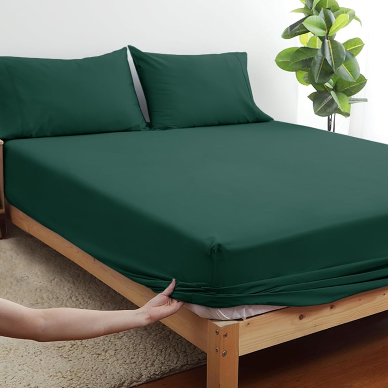 SSW HOMES Single Fitted Sheet Emerald - Deep Pocket 16