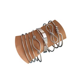 IFKM Silver Bangles Bracelets For Women, Multi Layer Stackable Open Cuff Bracelet Set, Trendy Elegance Charms Non Tarnish Minimalist Textured Boho Jewelry Gift for Women 2