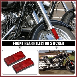 HEROFFIX Front Lower Fork Reflector Sticker Rear Saddlebag Side Visibility Reflector Stripe Kit Universal Red 2 Pcs Replace Parts